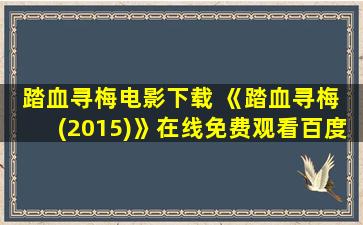 踏血寻梅电影下载 《踏血寻梅 (2015)》在线免费观看百度云资源,求下载